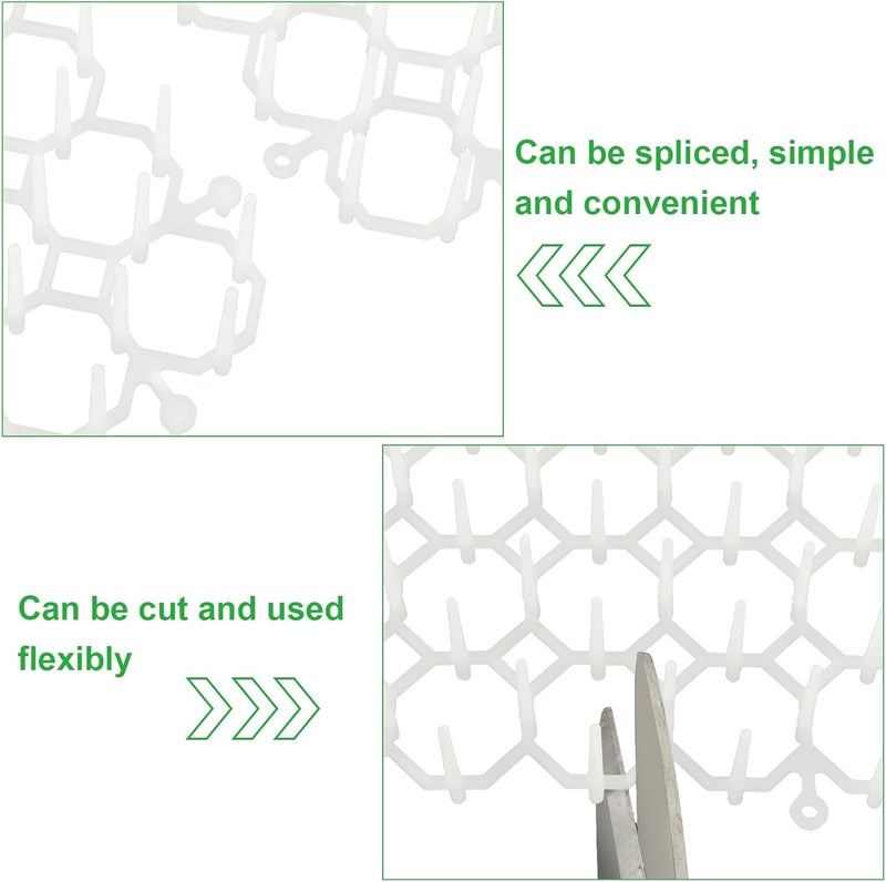 APACALI حصيرة طرد القطط 16 قطعة 16x11 مع spikes للحفاظ على القطط خارج الحديقة بشكل دائم، حصيرة مع spikes للحديقة الخارجية والأثاث الداخلي، بلاستيك مضاد للحفر للكلاب، طارد للقطط البيضاء على الطاولة. - Image 4